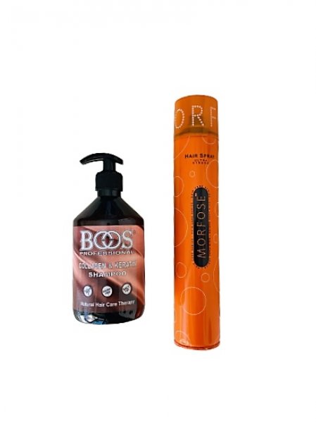 Pro Boos Profesyonel, Collagen Şampuan 500 Ml + Morfose Saç Spreyi̇ 400 Ml