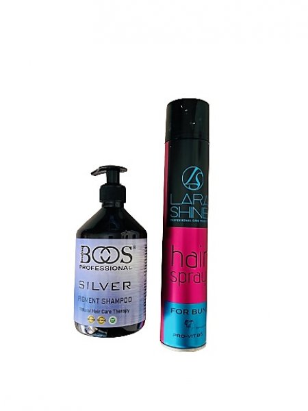 Pro Boos Profesyonel Sılver Şampuan 500 Ml + Kuaf Lara Shıne ( For Bun) Saç Spreyi̇ 400 Ml